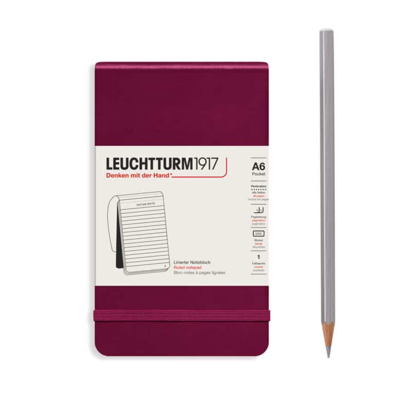 Leuchtturm1917 Notepad Port rood gelinieerd